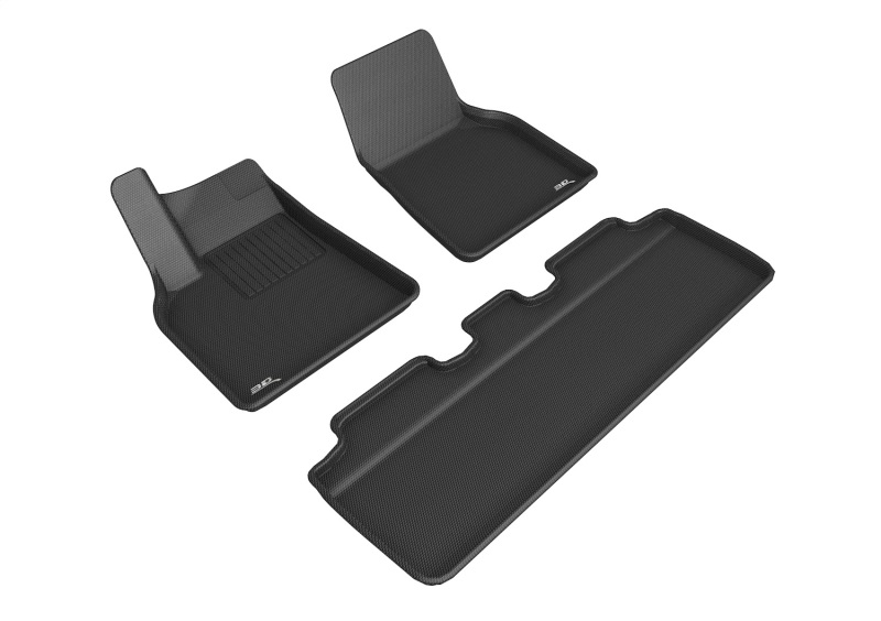 Tesla Model Y Floor Mats - 1st & 2nd Row - 3D MAXpider - Kagu Series - Black - `21-`22 Tesla Model Y Floor Mats - 1st & 2nd Row - 3D MAXpider - Kagu Series - Black - `21-`22